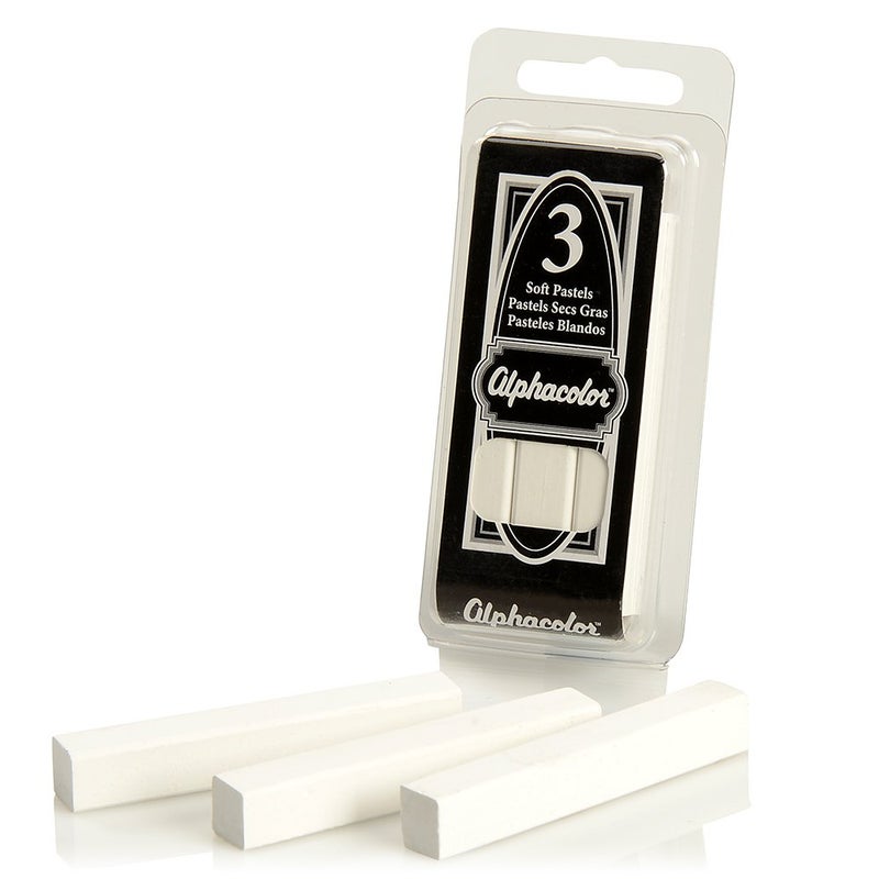 Derwent Alphacolor Round Soft Pastels, White, 3 Pastels per Pack (105W) - Image 2